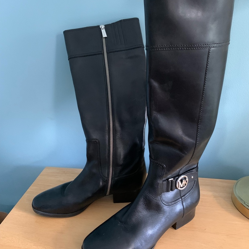 Michael Kors black leather riding boots